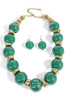 Now or Never Green Ball & Gold Nugget Statement Necklace