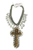 Made in the Deep South 1970s Glass & Wood Crucifix Pendant 1940s Necklace