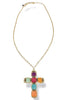 Give It To Me Multi Stone Cross Pendant Necklace