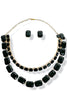 Stepping Out Jet Glass Stone Layered Necklace