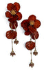 Notes Taken Burgundy Flower & Petal Dangle Earrings