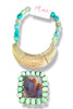 Made in the Deep South 1970s Agate & Turquoise 1960s Agate Beads 1970s Bib Necklace
