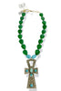 Made In The Deep South 1960s Cross Pendant 1960s Jade Beads Necklace