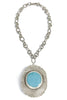 Virtue The Suzanne Turquoise Gemstone Silver Disc Necklace