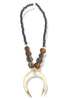 Coming Back Black Wood & African Bone Bead Pendant Necklace