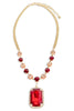 TWT® Laine Red and Gold Pendant Stone Link Necklace