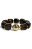 Autumn Luxe Dark Brown Marble Cube Stone & Ball Stretch Bracelet