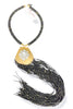 Made In The Deep South 1960s Brooch 1970s Black Beaded Fringe Necklace