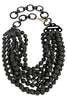 TWT® Laura Black Faceted Bead 7 Strand Necklace