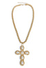 Way Of Life Worn Gold and Cream Cross Necklace