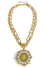 To My Heart White Opal and Gold Pendant Chain Necklace