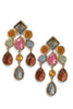 Keeping Charge Multicolor Crystal Teardrop Gold Chandelier Earrings