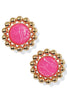 Must Be True Fuchsia and Gold Dome and Stud Earrings
