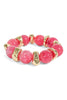 Getting To Know You Fuchsia Ball & Nugget Beaded Bracelet