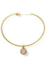 Zoe Rose Square Stone Pendant Wire Choker Necklace