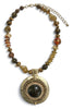 Roma Brown & Gold Pendant Beaded Necklace