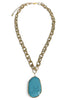 Something New Turquoise Oval Stone & Chain Necklace