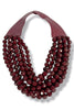 Carla 7 Strand Burgundy Faceted Bead Statement Necklace