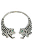 Calling Out Silver and Abalone Double Tiger Choker Necklace