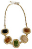 Honey Glow Worn Gold and Multi Resin Statement Necklace