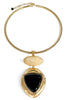 What Is Wanted Black Stone Pendant Drop Omega Choker Necklace