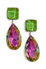 Let It Be Emerald Teardrop & Square Earrings