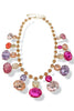 Full Of Sparkle Fuchsia Glass Stone Statement Necklace