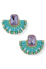 By My Side Blue and Purple Fan Shape Earrings