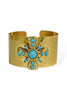 Aleah Turquoise and Gold Byzantine Cross Cuff Bracelet