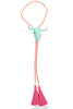Mabel Turquoise Steer Fuchsia Tassel Burnt Orange Bolo Necklace