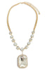 TWT® Laine Clear and Gold Pendant Stone Link Necklace
