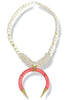Kenzie White Wood and Pink Bone Pendant Necklace