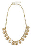 Even It Out Taupe Abalone Glass Charm Ball Chain Gold Necklace