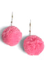 Shake Your Pom Poms Neon Pink Drop Earrings