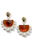Rylee Brown Pearl Trim Drop Earrings