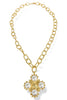 Gianna Cream and Gold Cross Pendant Necklace
