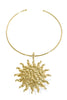 Camille Gold Textured Sunburst Pendant Choker Necklace