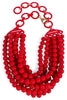 TWT® Laura Red Smooth Bead 7 Strand Necklace