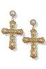 Stand Amazed Cream and Gold Studded Cross Earrings