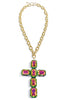 Back of My Mind Glass Stone Cross Chain Necklace