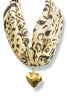 Turn It Up Gold Heart Leopard Scarf Necklace