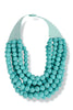 Carla 7 Strand Dark Turquoise Smooth Bead Statement Necklace