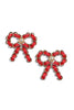 Bow On Top Red Earrings
