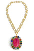 Virtue Zoe Hot Pink Gemstone Pendant Twisted Rope Necklace