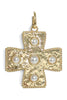 Dreams are Made Of Cream and Gold Pearl Textured Cross Pendant