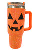 On the Fence Orange Rhinestone Jack O Lantern Tumbler
