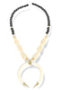 Knowing You Black Bead and White Pendant Necklace