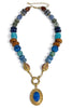 Fresh Start Blue and Worn Gold Beaded Statement Necklace