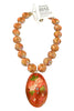 Made In The Deep South 1950s Hand Painted Brooch 1970s Crystal Necklace