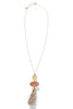 Kaia Natural Oval Stone Tassel Necklace